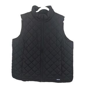Lands' End Repreve Puffer Vest Womens Quilted Insulated Black 2X Gorpcore Preppy